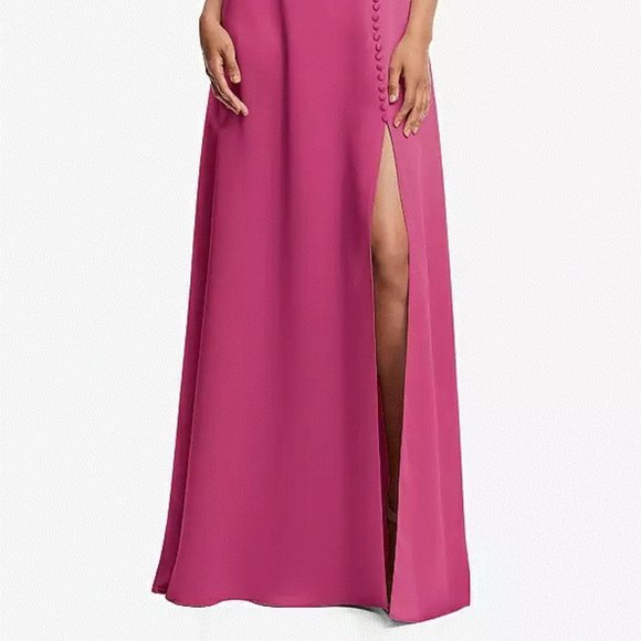 Dessy LB047....Adjustable Strap Faux Wrap Maxi Dress....Tea Rose...Size 14..NWT - Picture 2 of 7